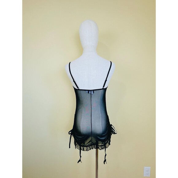 Y2K Dreamgirl Red and Black Bustier / Vintage Lace Bow Ribbon Floral  Large - Picture 4 of 7